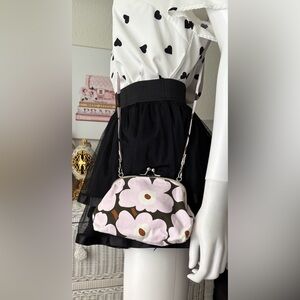 Handcrafted Custom Made Floral Print 2 Way Crossbody or Clutch Purse size Small